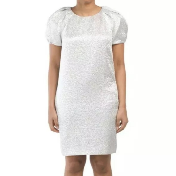 St John Metallic Crinkle Texture Cocktail Dress - Picture 2 of 8